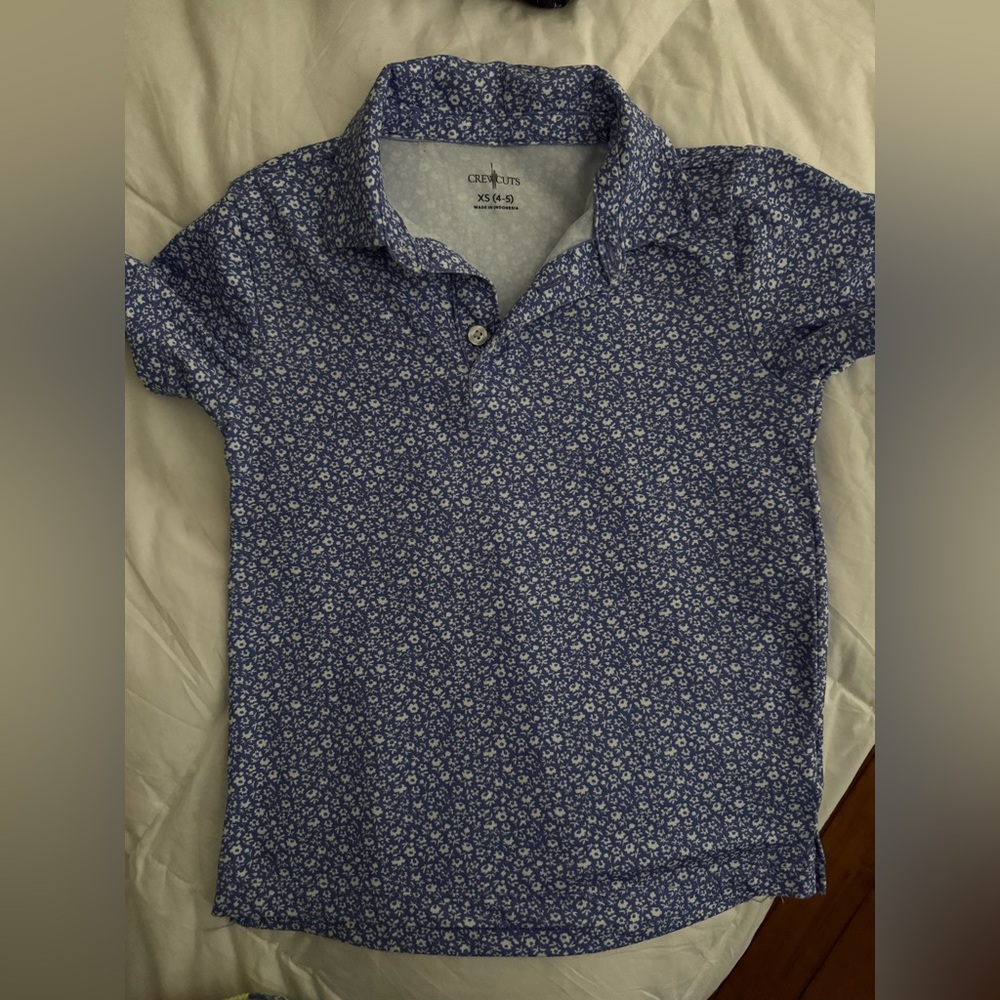 Crewcuts Blue Floral Kids Polo Shirt